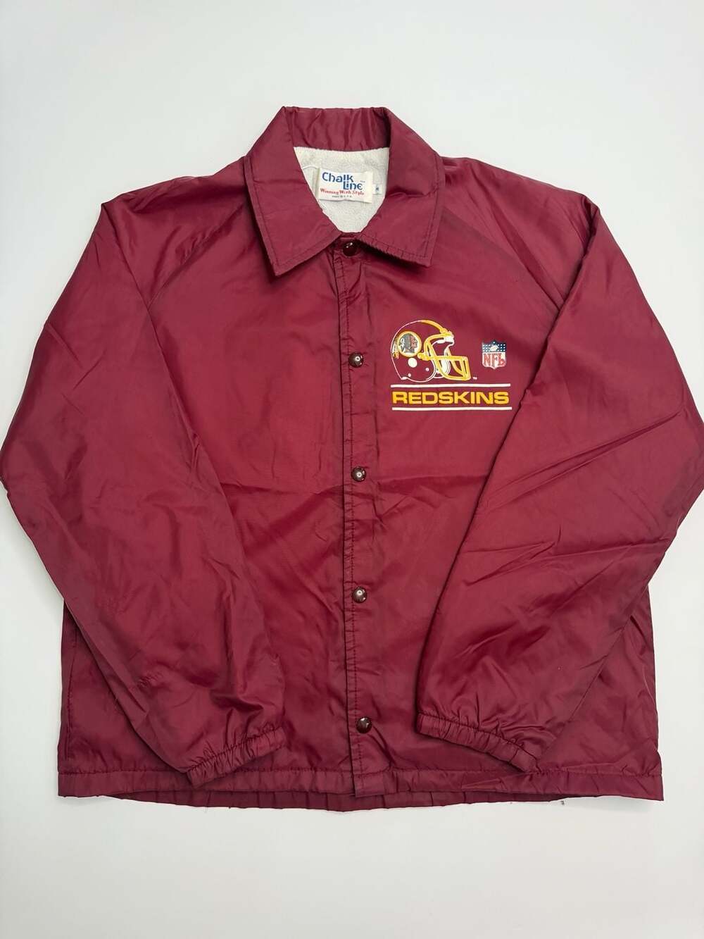 Vintage Chalk Line Washington Redskins NFL Coach Jacket Burgundy Size M Made in